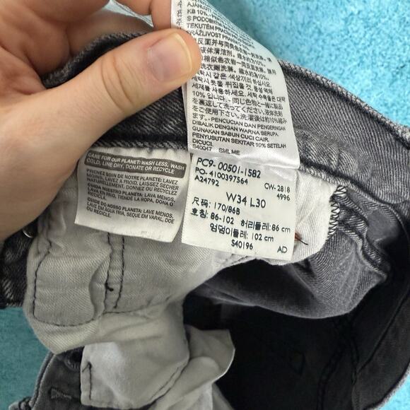 Levi’s 501 Men’s Jeans 34x30 Gray Straight Leg Button Fly Denim Fits 32x25.5 - Picture 11 of 16